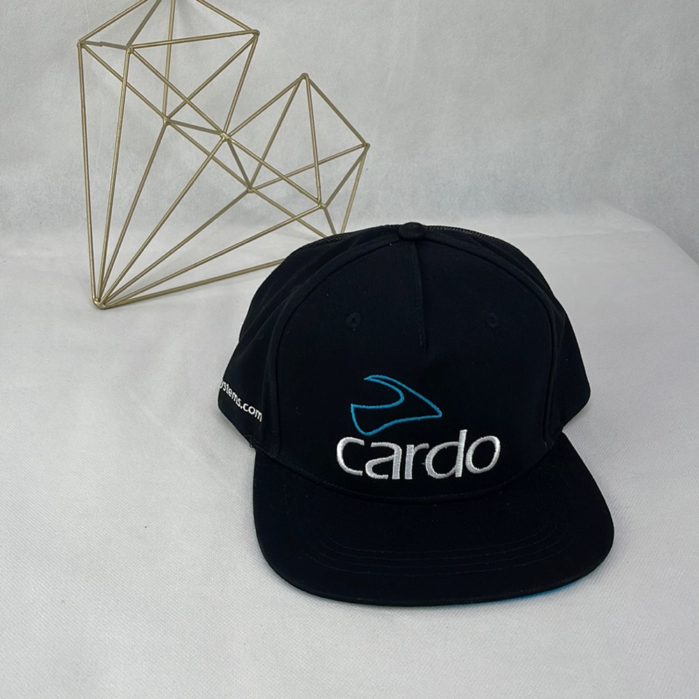 Cardo Communications Logo Embroidered Black Flat Peak Snapback Cap
